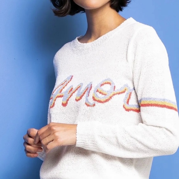 Pink Martini Amor Love White Cozy Sweater Jumper New NWT Medium Sold Out! - Picture 3 of 8